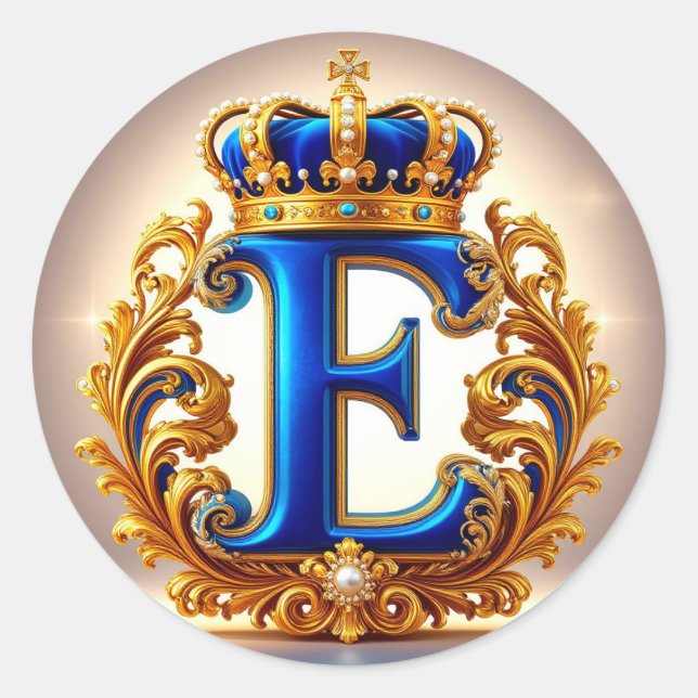 Königsblaues Monogramm Buchstabe E Runder Aufkleber (Vorderseite)