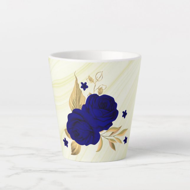 Königsblüten, goldene Blätter aus Marmor Milchtasse (Vorderseite)