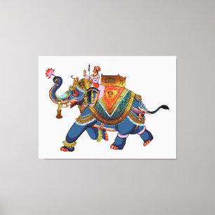 Königselefant's Reise: Indisches Folklore-Design Leinwanddruck