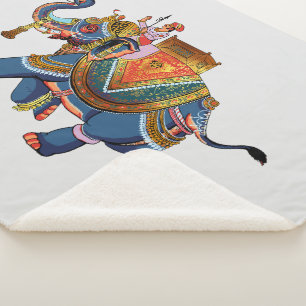 Königselefant's Reise: Indisches Folklore-Design Sherpadecke
