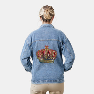 Königskreuzkrone - Gold Blau Rot Jeansjacke