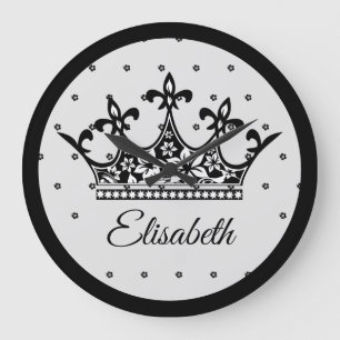 Königskrone Blumengebirge Schwarz-weiß schön Vinta Große Wanduhr