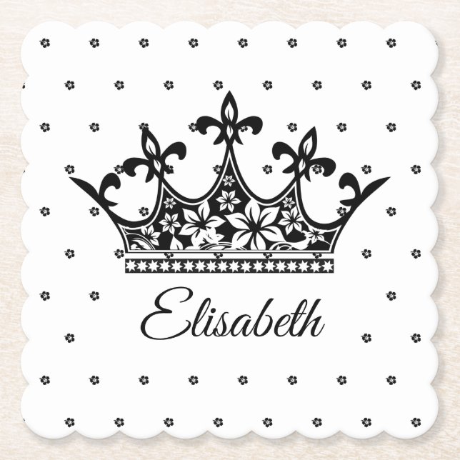 Königskrone Blumengebirge Schwarz-weiß schön Vinta Untersetzer (Vorderseite)