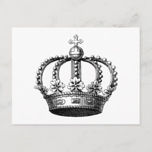 Königskrone Schwarz und Weiß Vintage Postkarte