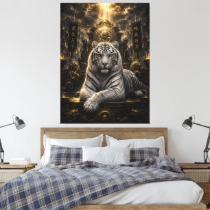 Königslicht   Weißer Tiger-Thron   Majestätische F Leinwanddruck