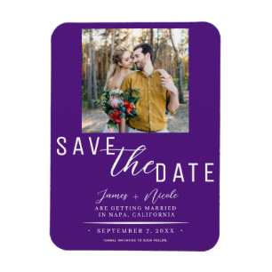 Königslila Save-the-Date-Foto-Hochzeit Magnet