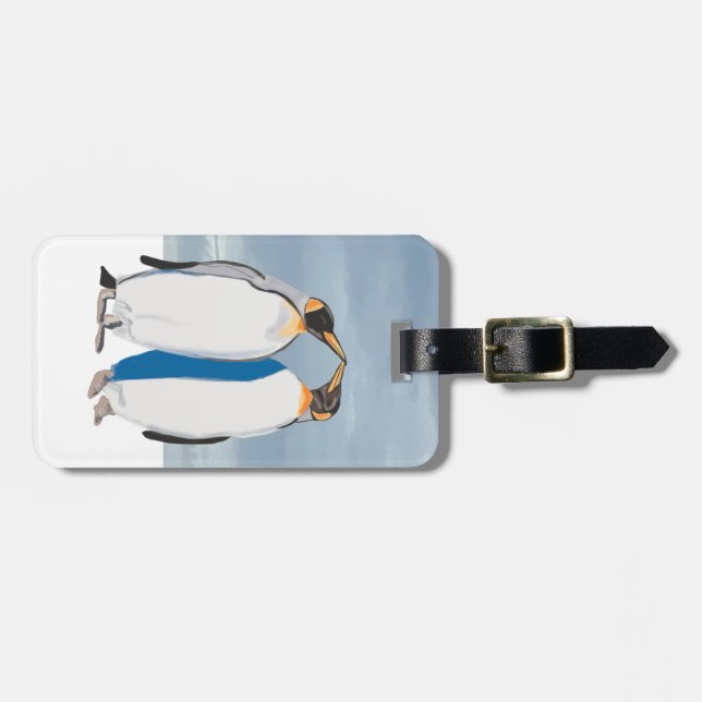Königspinguin-Paar beim Küssen  Gepäckanhänger (Vorderseite horizontal)
