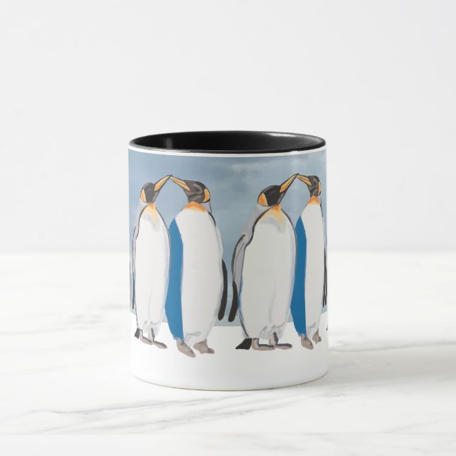 Königspinguin-Paar beim Küssen  Tasse (Zentrum)