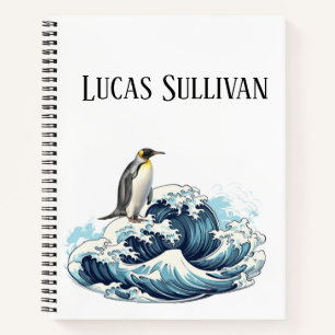 Königspinguin surft auf Wellen Notizbuch