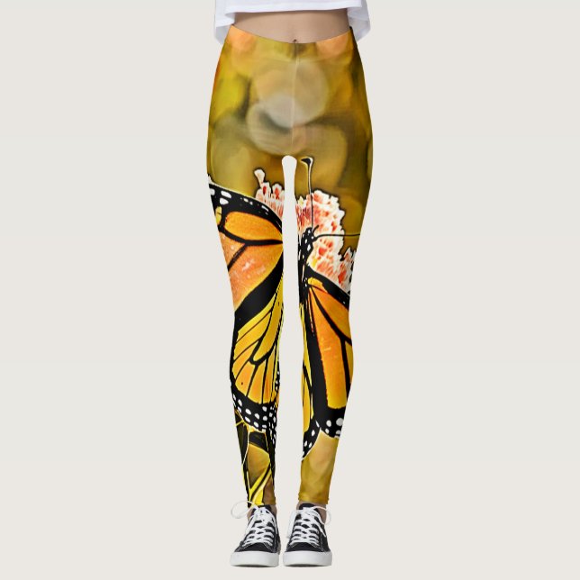 Königsschmetterlings-Gartenkunst Leggings (Vorderseite)