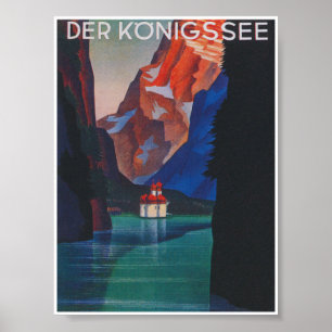 Konigssee Deutschland Farbenfrohe Vintage Reise Poster
