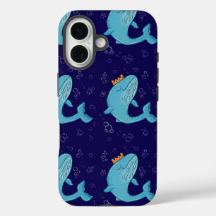 Königswal mit Krone Whimsical Ocean Folk Art iPhone 16 Hülle