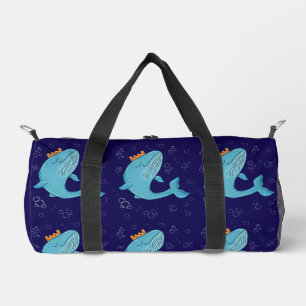 Königswal mit Krone Whimsical Ocean Folk Art Duffle Bag
