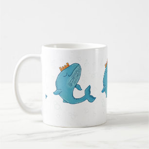 Königswal mit Krone Whimsical Ocean Folk Art Kaffeetasse