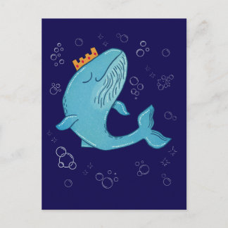 Königswal mit Krone | Whimsical Ocean Folk Art Postkarte