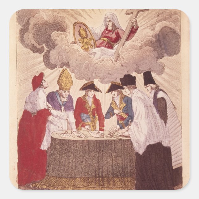Konkordat zwischen Napoleon und Papst Pius VII Quadratischer Aufkleber (Vorderseite)