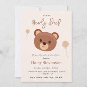 Können kaum warten Teddybär Braun Neutrale Babypar Einladung