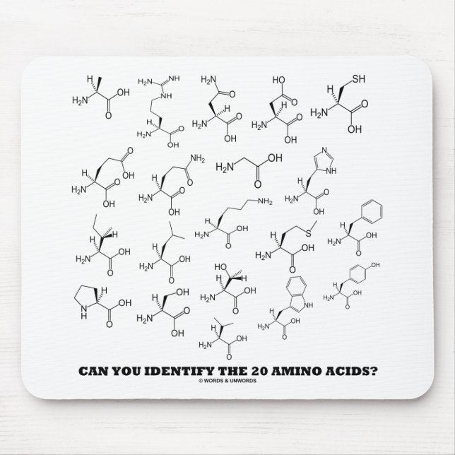 Können Sie die 20 Aminosäuren identifizieren? Mousepad (Vorne)