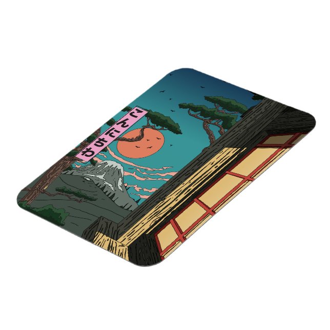 Konnichiwa Japanischer Sunset Magnet (Linke Seite)