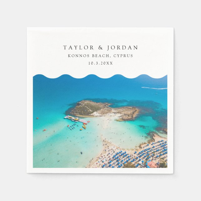 Konnos Beach Wedding Custom Cocktail Napkin Serviette (Vorderseite)