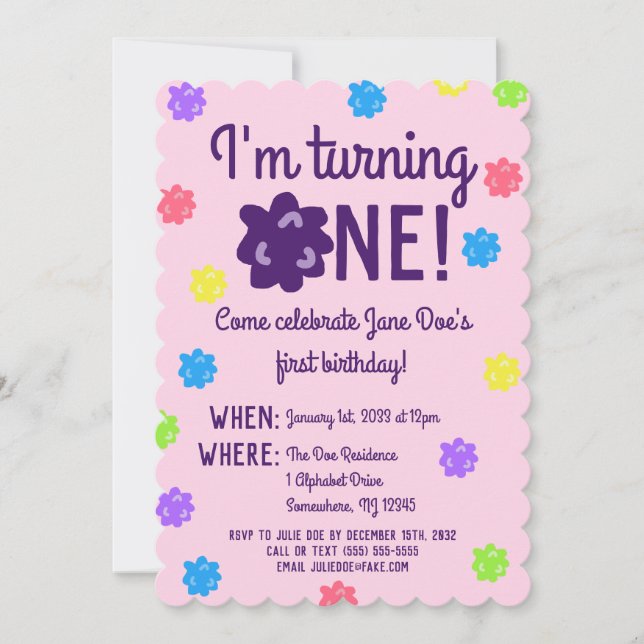 Konpeito First Birthday Einladung (Vorderseite)