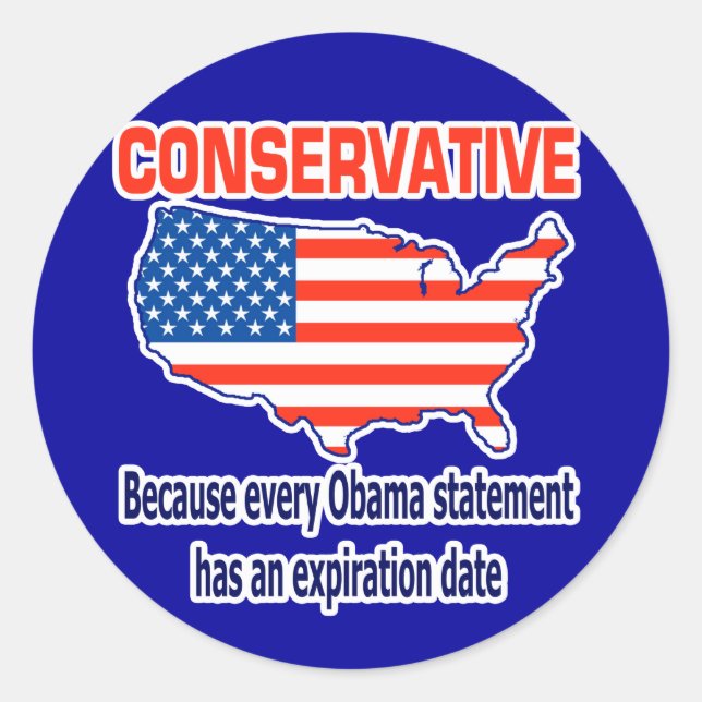Konservativ - Anti Obama Runder Aufkleber (Vorderseite)