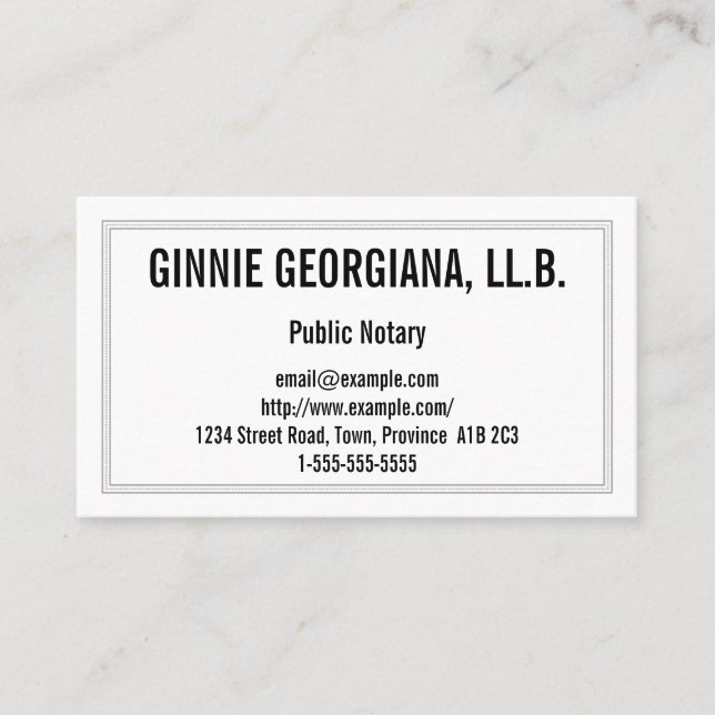 Konservative Public Notary Business Card Visitenkarte (Vorderseite)