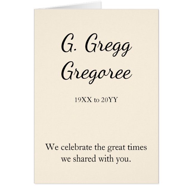 Konservative und Schlichte Bestattungskarte (Vorne)