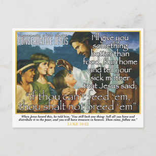 Konservativer Jesus, der den Armen hilft Postkarte