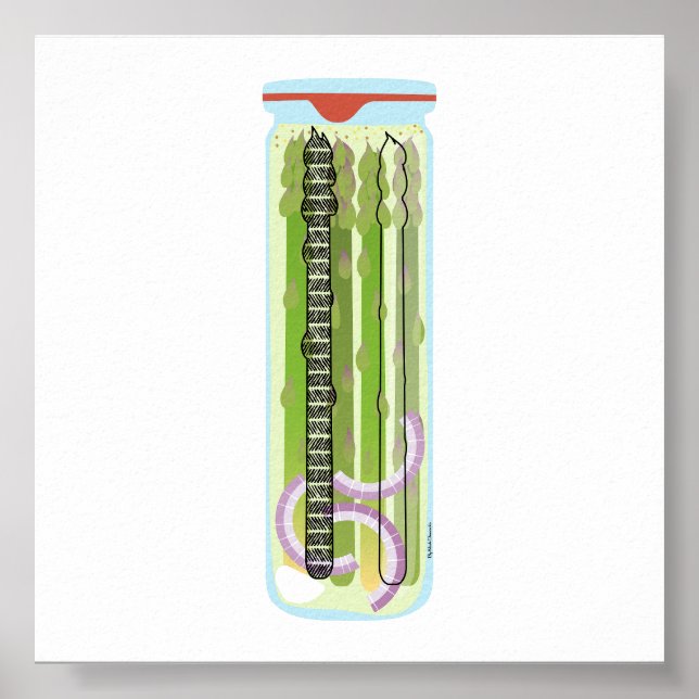 Konserven von Lebensmitteln - Pickiertes Spargel Poster (Vorne)