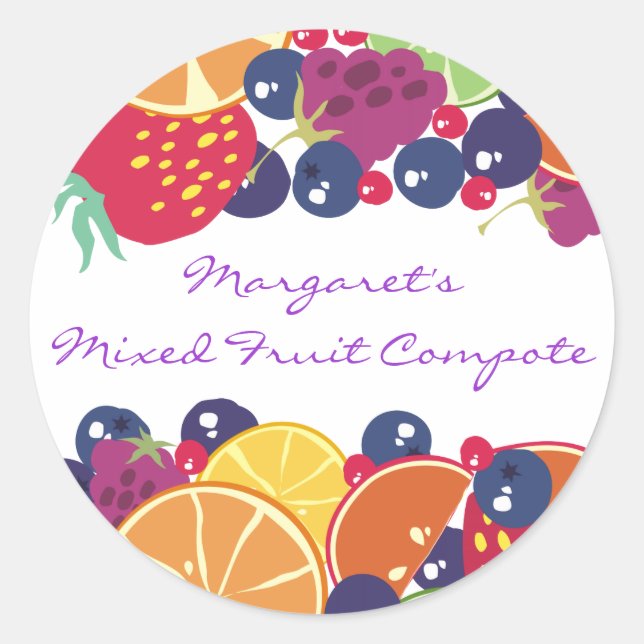 Konservenkonserven für gemischte Obstbeeren Runder Aufkleber (Vorderseite)