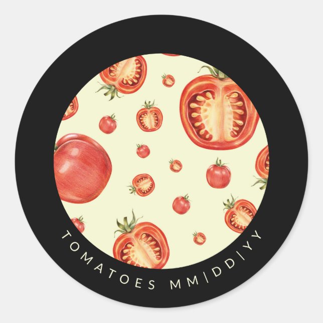 Konservierung | Datum | Tomaten Runder Aufkleber (Vorderseite)