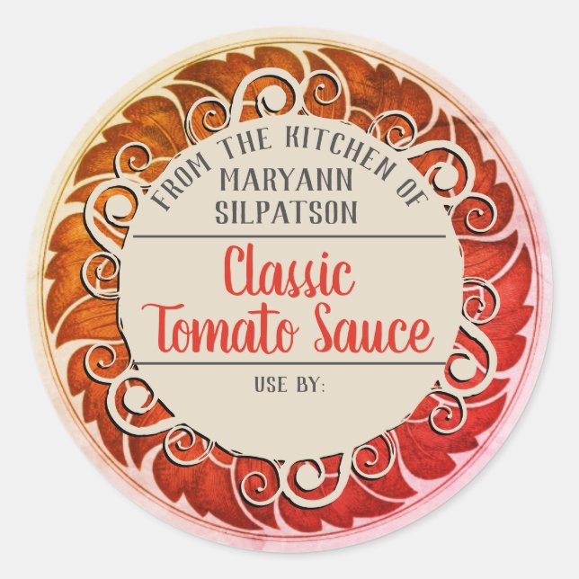 Konservierung von Tomaten/Paradeisern, die aus der Runder Aufkleber (Vorderseite)