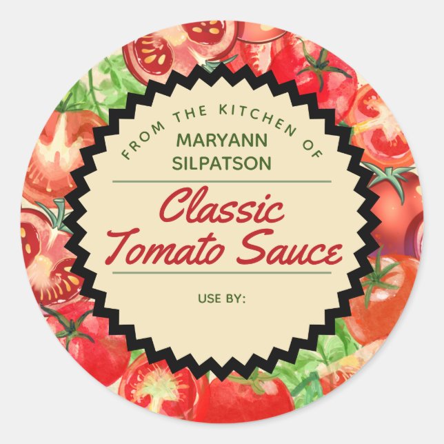 Konservierung von Tomaten/Paradeisern, die aus der Runder Aufkleber (Vorderseite)