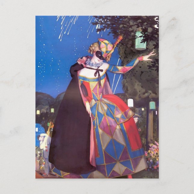 Konstantin Somov - Kolumbins kleine Zunge Postkarte (Vorderseite)