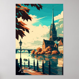Konstanz Deutschland Vintage Reise Illustration Poster