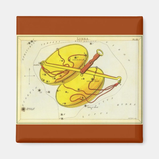 Konstellation der Vintagen Zodiaka-Astrologie-Libr Magnet (Vorne)