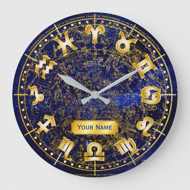 Konstellation der Zodiac Monogramm Süd-Halbkugel Große Wanduhr (Vorderseite)