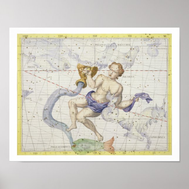 Konstellation des Aquarius, Platte 9 von "Atlas Co Poster (Vorne)