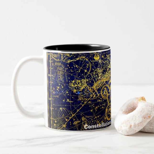 Konstellation des Drachen Zweifarbige Tasse (Mit Donut)