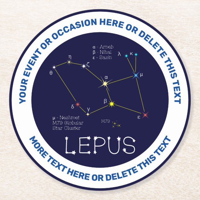 Konstellation Lepus Runder Pappuntersetzer (Vorderseite)