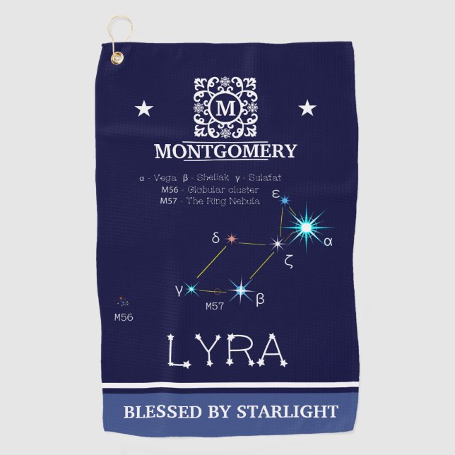 Konstellation Lyra Golfhandtuch (Vorderseite)