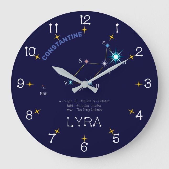 Konstellation Lyra Große Wanduhr (Vorderseite)