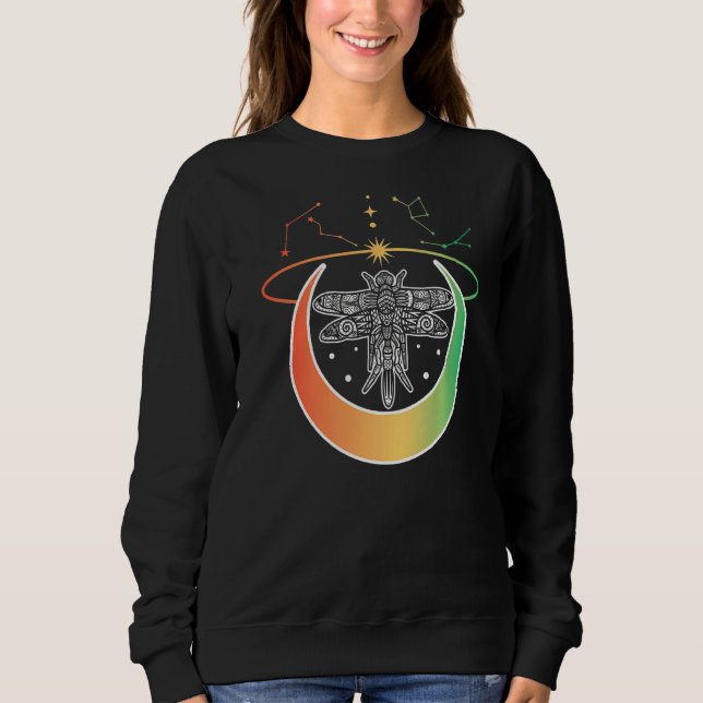 Konstellation Pastel Goth Dragonfly Crescent Moon Sweatshirt (Vorderseite)
