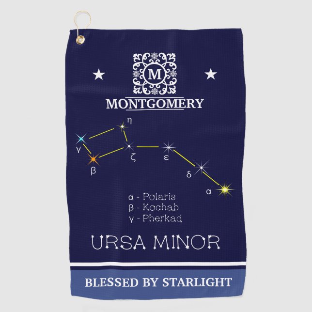 Konstellation Ursa Minor Golfhandtuch (Vorderseite)
