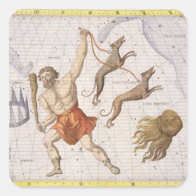 Konstellation von Bootes, Platte 20 von "Atlas Coe Quadratischer Aufkleber (Vorderseite)