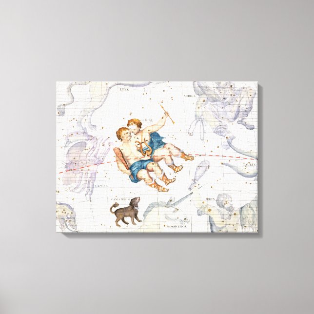 Konstellation von Gemini mit Canis Minor, Platte 1 Leinwanddruck (Vorderseite)