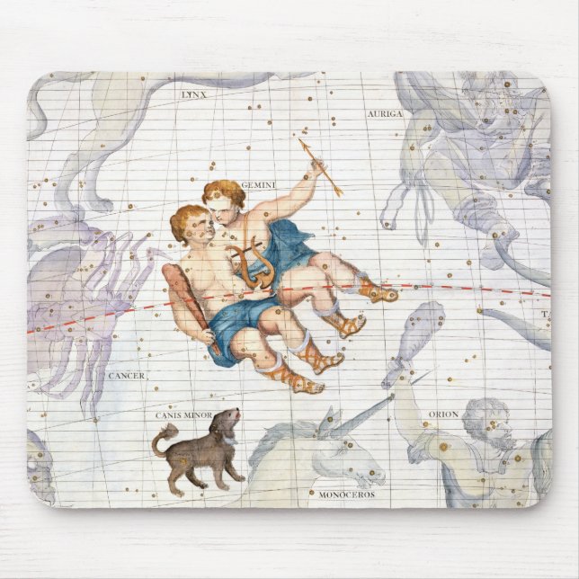Konstellation Zwillinge mit Canis-Minderjährigem, Mousepad (Vorne)