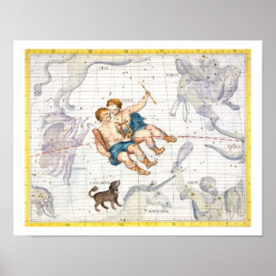 Konstellation Zwillinge mit Canis-Minderjährigem, Poster
