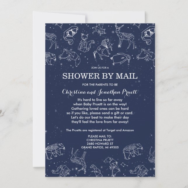 Konstellationen Kinderdusche per Post weit entfern Einladung (Vorderseite)